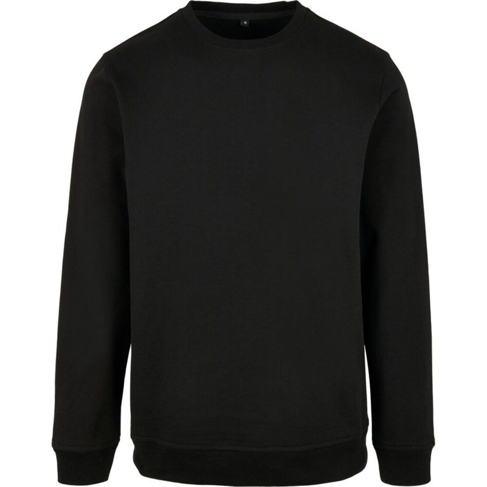 Build Your Brand Mens Basic Crew Neck Sweatshirt / Black
